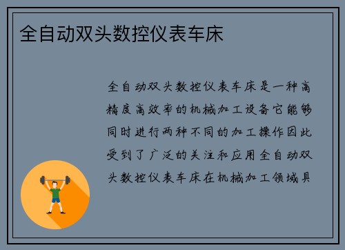 全自动双头数控仪表车床